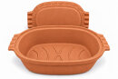 6 Liter Brotbackform – großer ovale Bräter mit Deckel aus Steingut, 43×27×16 cm, unglasiert