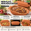 6 Liter Brotbackform – großer ovale Bräter mit Deckel aus Steingut, 43×27×16 cm, unglasiert