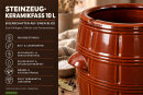 10 Liter Keramikfass – zum Einlegen, Pökeln und Fermentieren, braun