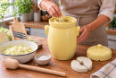 Gärtopf 10,0 Liter inkl. Deckel + Stein [Form 2] beige